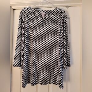 Chico's Print Tunic with Gold Metal Detail - EUC - Chico's Size 3